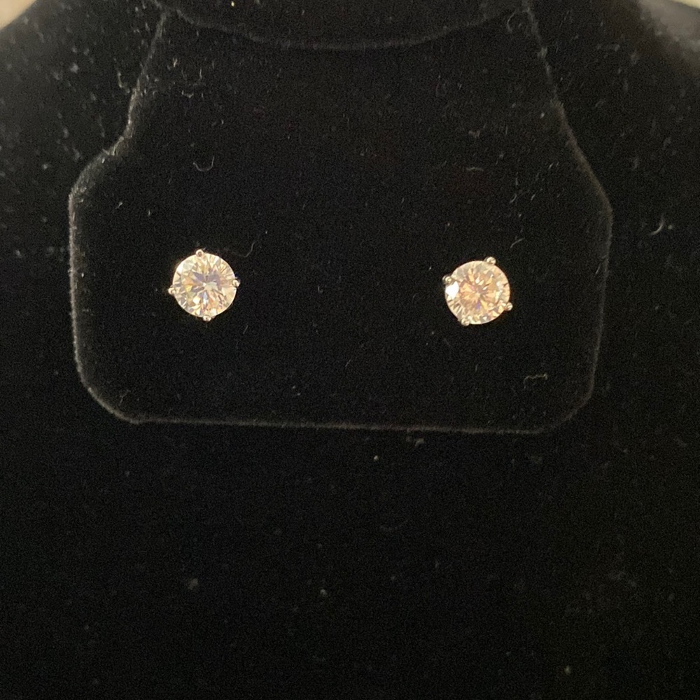 Sterling Silver CZ Diamond Studs